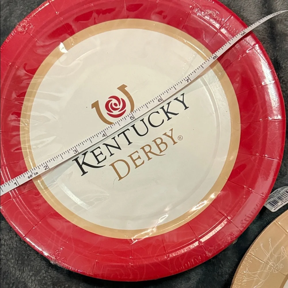 Party Plates and Cups Kentucky Derby Set - Red and Cream